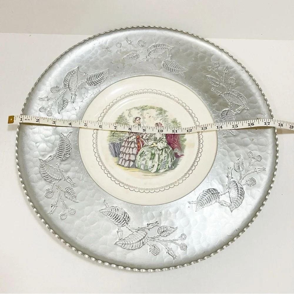 Vintage Wrought Farberware Pewter With Victorian Plate USA 14.75 Inch